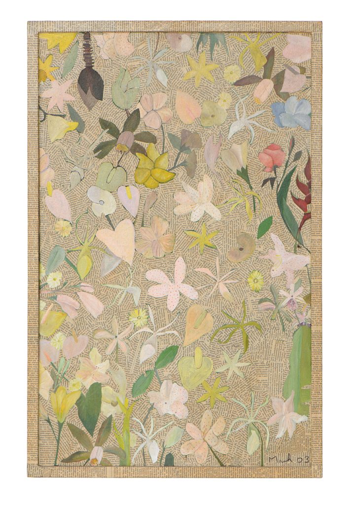 Untitled(Flowers with newspaper)-Collage-Mischtechnik von MarkSieczkarek