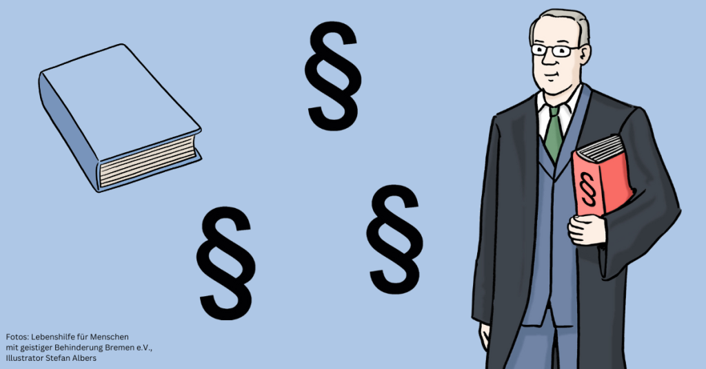 Bilder Leichte Sprache: Anwalt, Buch, Paragrafen